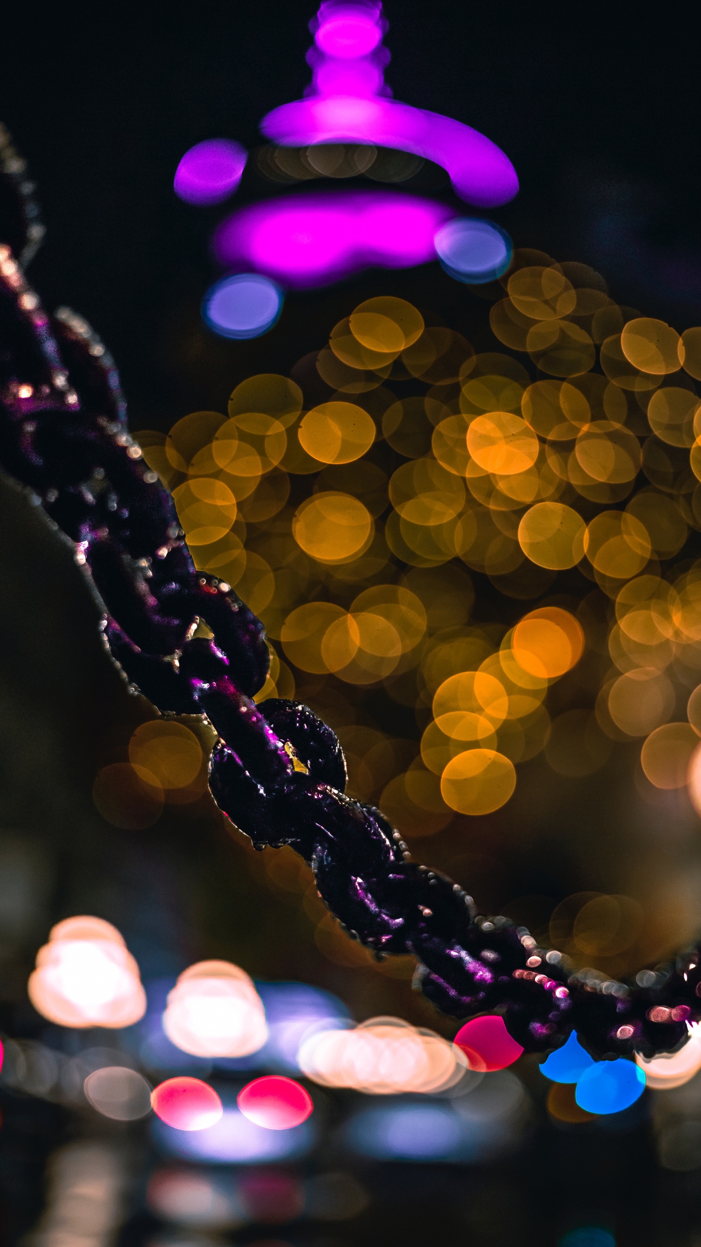 Обои свет, боке, освещение, вода, пурпур в разрешении 1440x2560