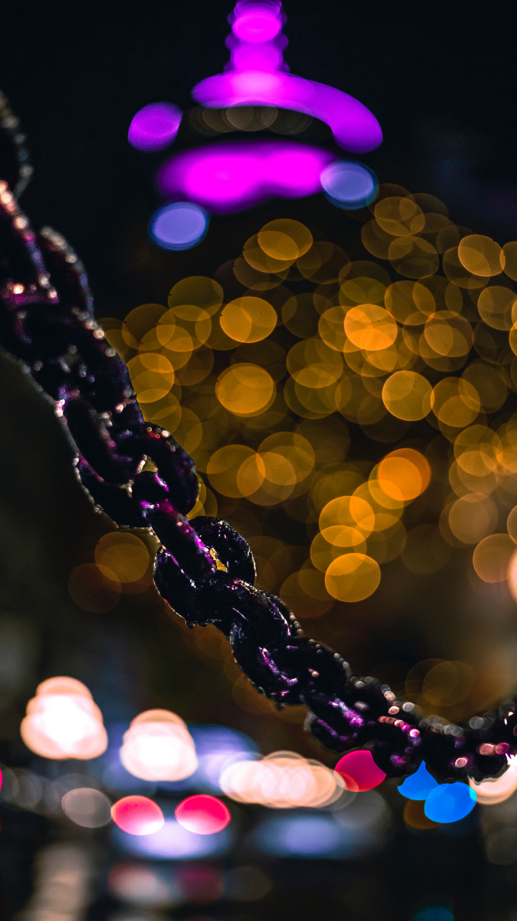 Обои свет, боке, освещение, вода, пурпур в разрешении 750x1334