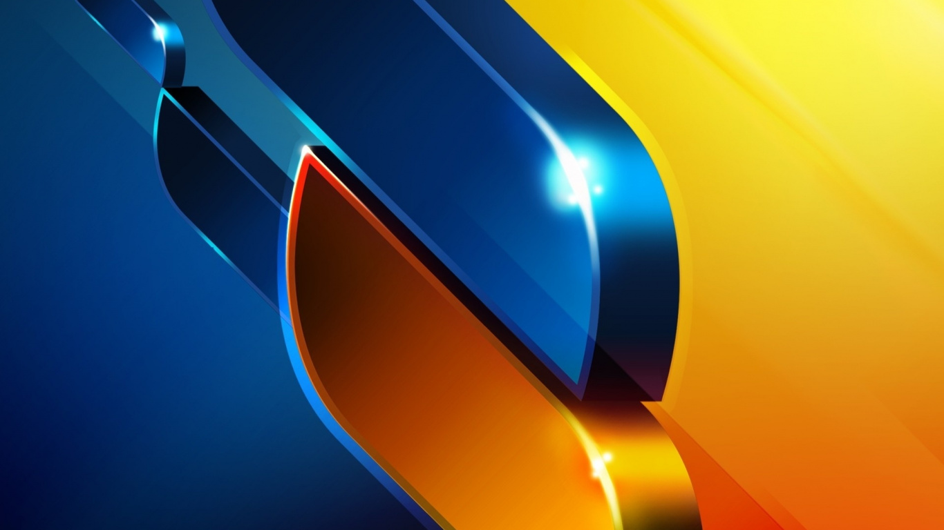 Обои синий, желтый, Апельсин, электрик, свет в разрешении 1366x768