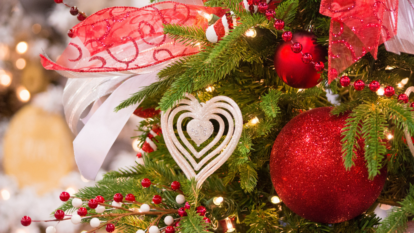 Обои рождественский орнамент, Рождественский день, Рождественские украшения, праздник, Рождество в разрешении 1366x768