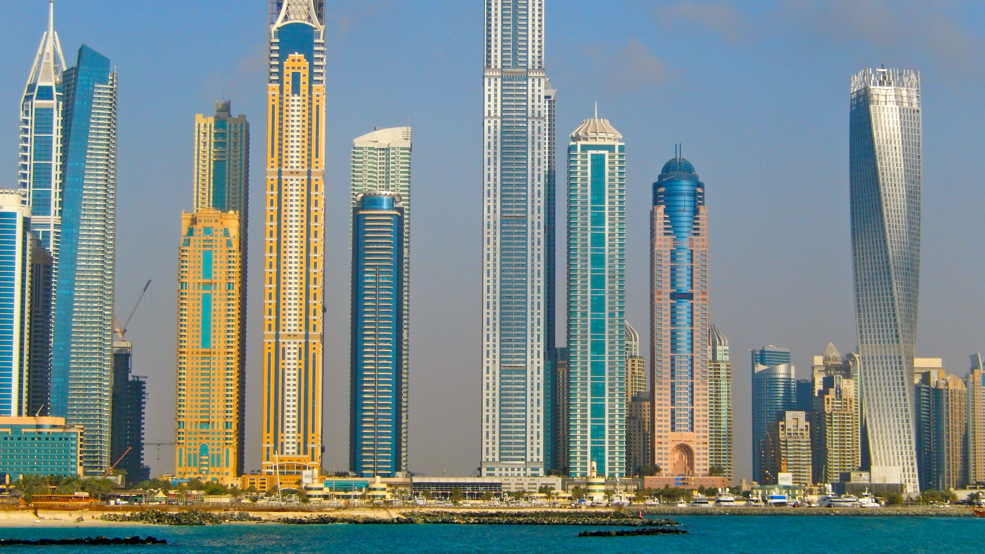 Обои Бурдж Халифа, небоскреб, город, городской пейзаж, линия горизонта в разрешении 1920x1080