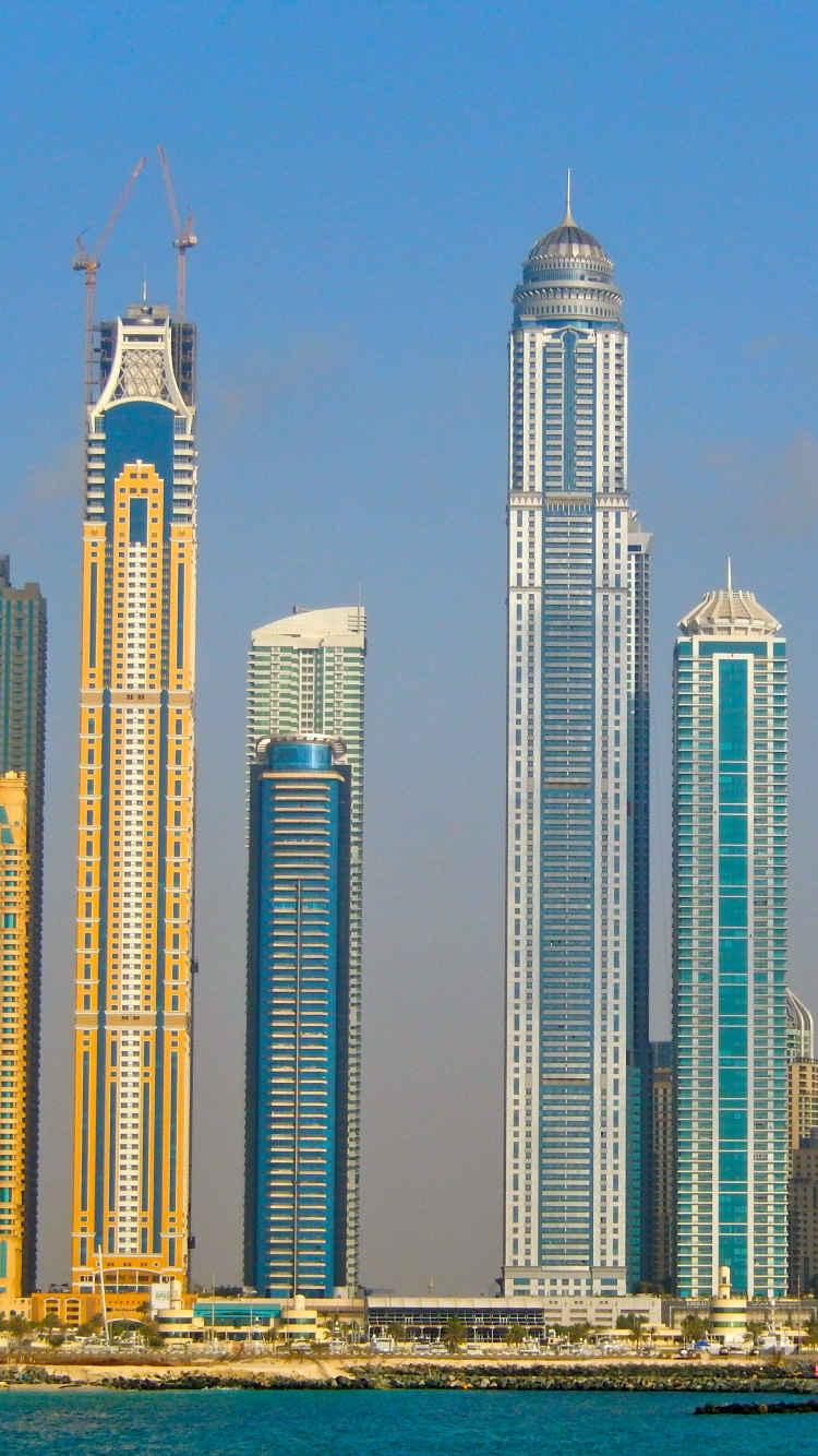 Обои Бурдж Халифа, небоскреб, город, городской пейзаж, линия горизонта в разрешении 750x1334