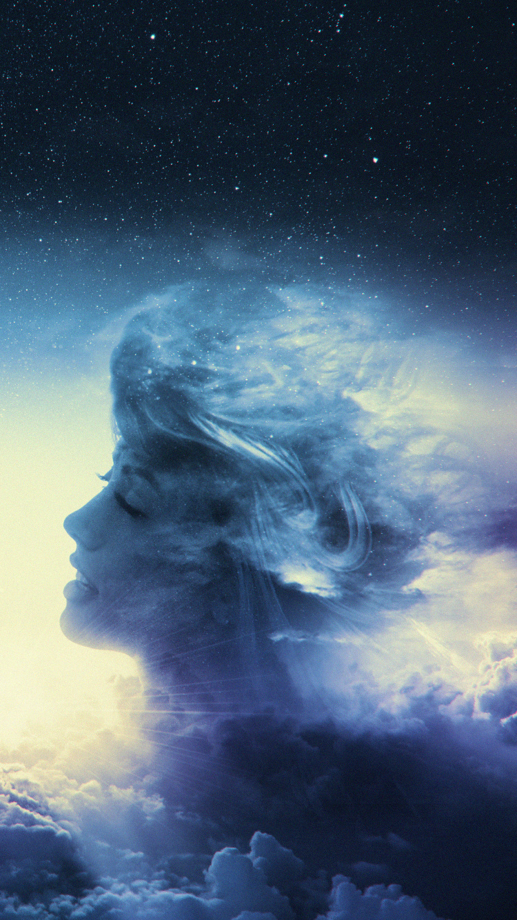 Обои ночь, синий, астрономический объект, звезда, космическое пространство в разрешении 750x1334