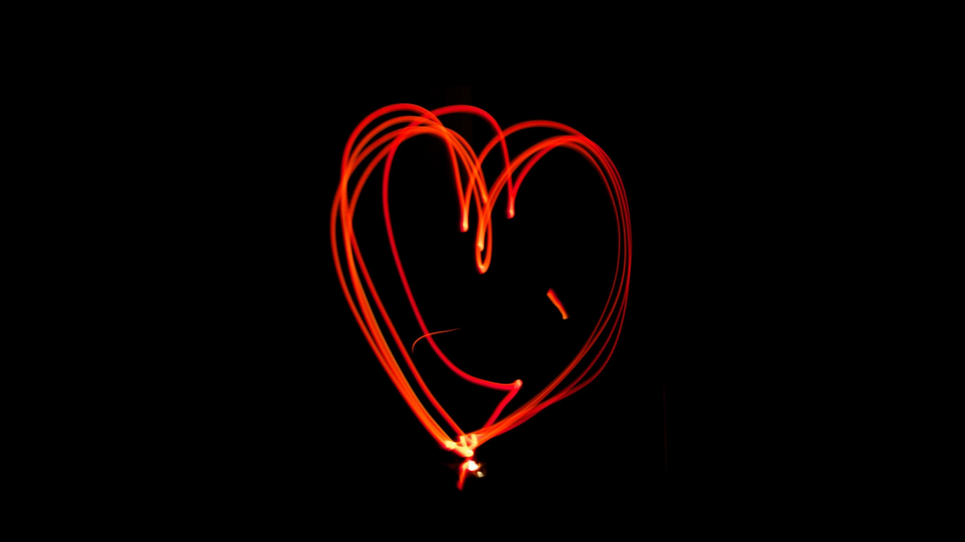 Обои сердце, графика, темнота, красный цвет, любовь в разрешении 1366x768