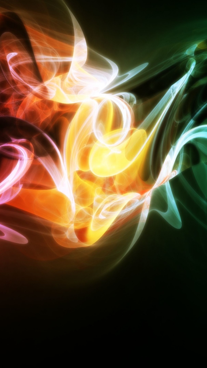 Обои свет, графический дизайн, дым, фрактальное искусство, неон в разрешении 720x1280