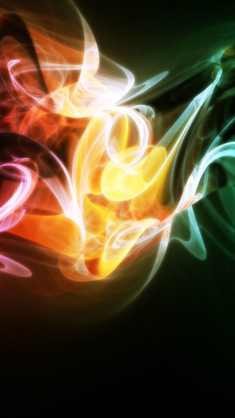 Обои свет, графический дизайн, дым, фрактальное искусство, неон в разрешении 750x1334