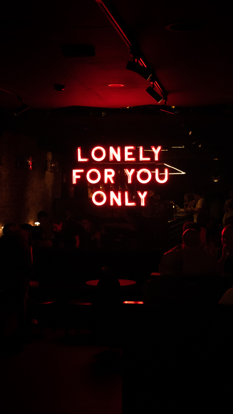 Обои красный цвет, неон, неоновая вывеска, комната, событие в разрешении 750x1334