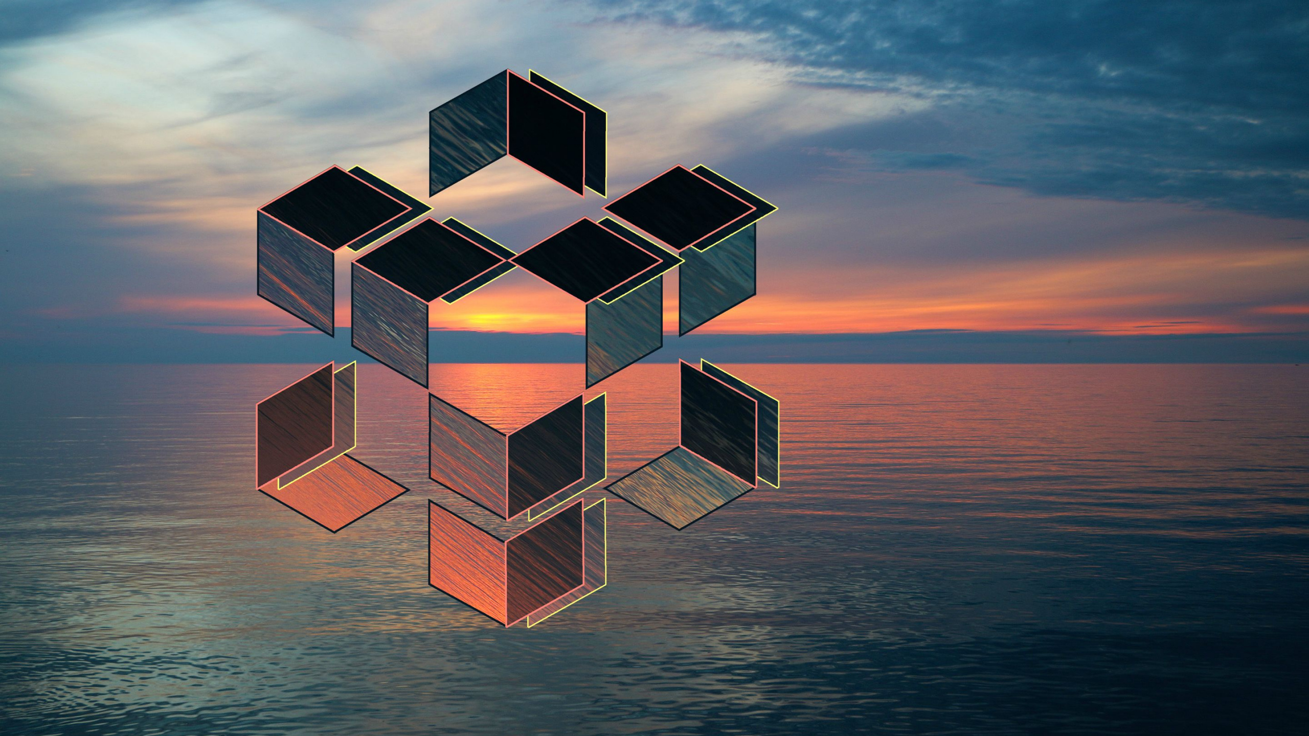 Обои графика, симметрия, вода, спокойный, отражение в разрешении 2560x1440