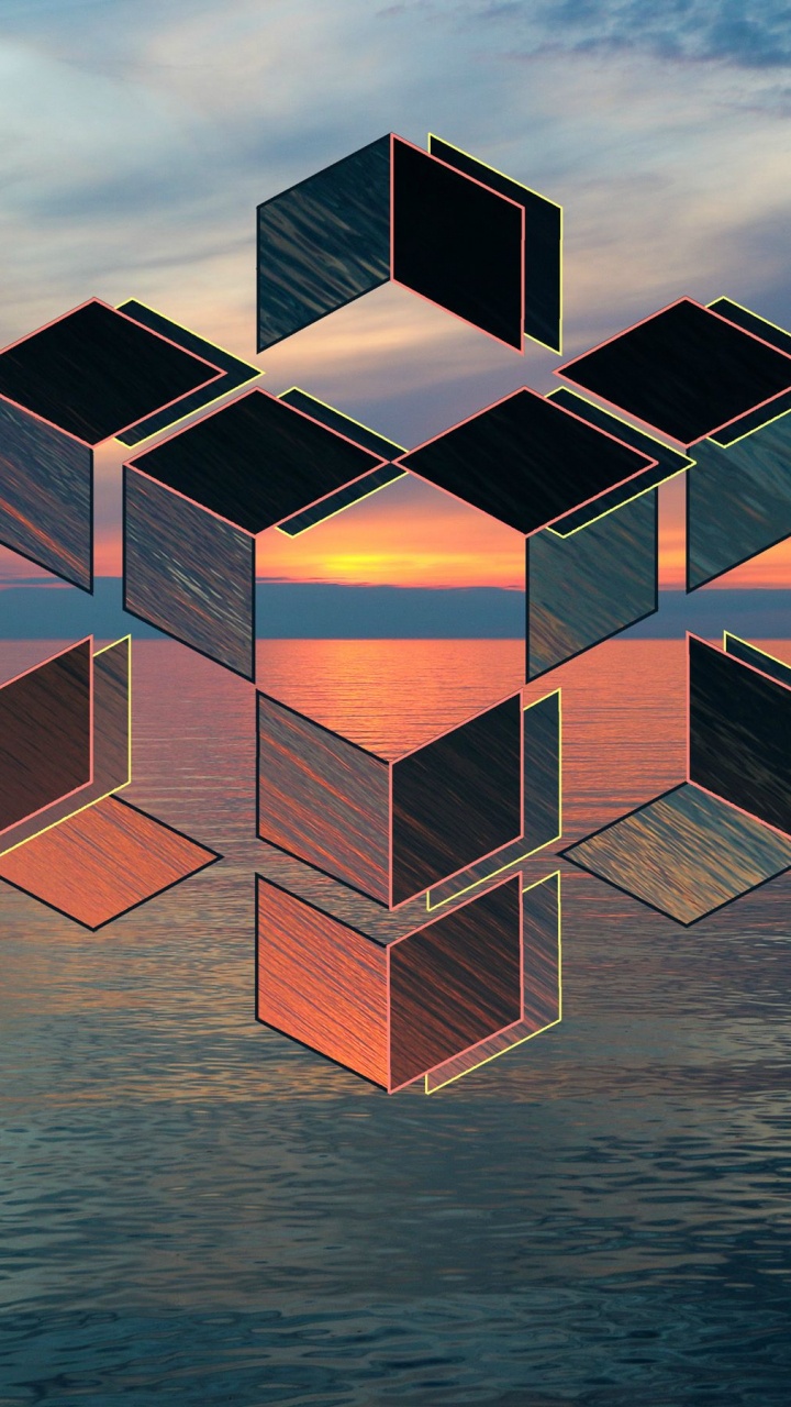 Обои графика, симметрия, вода, спокойный, отражение в разрешении 720x1280