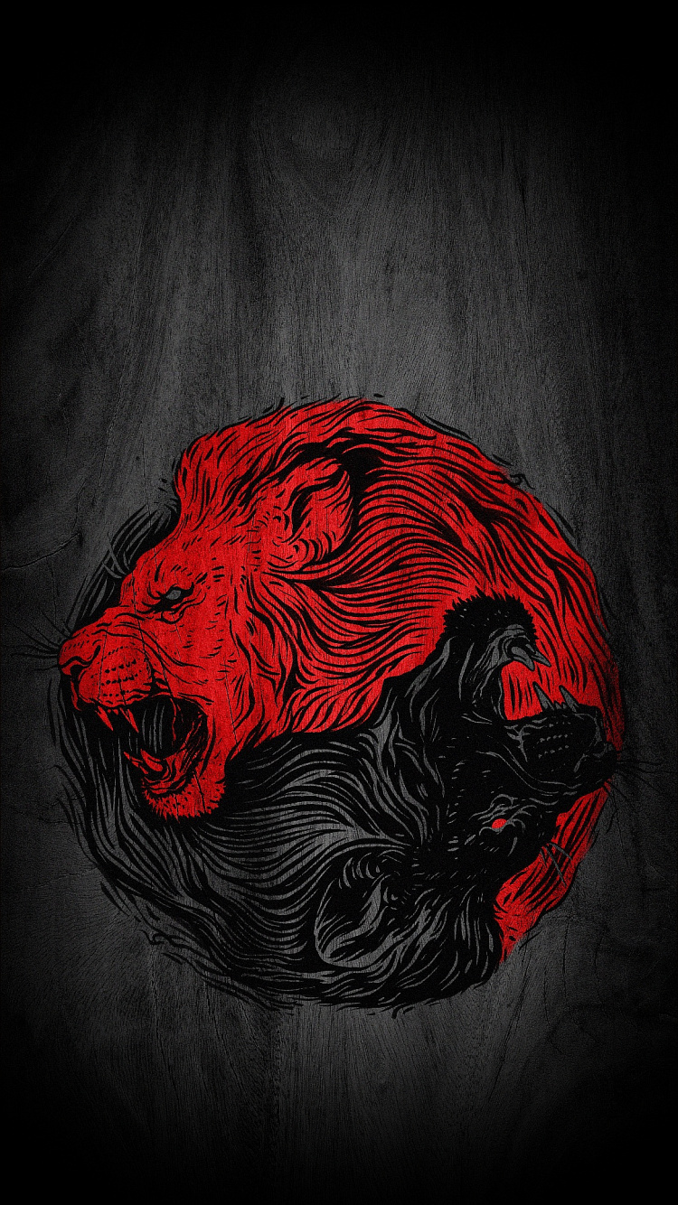 Обои темнота, мультфильм, живопись, Лев, арт в разрешении 750x1334