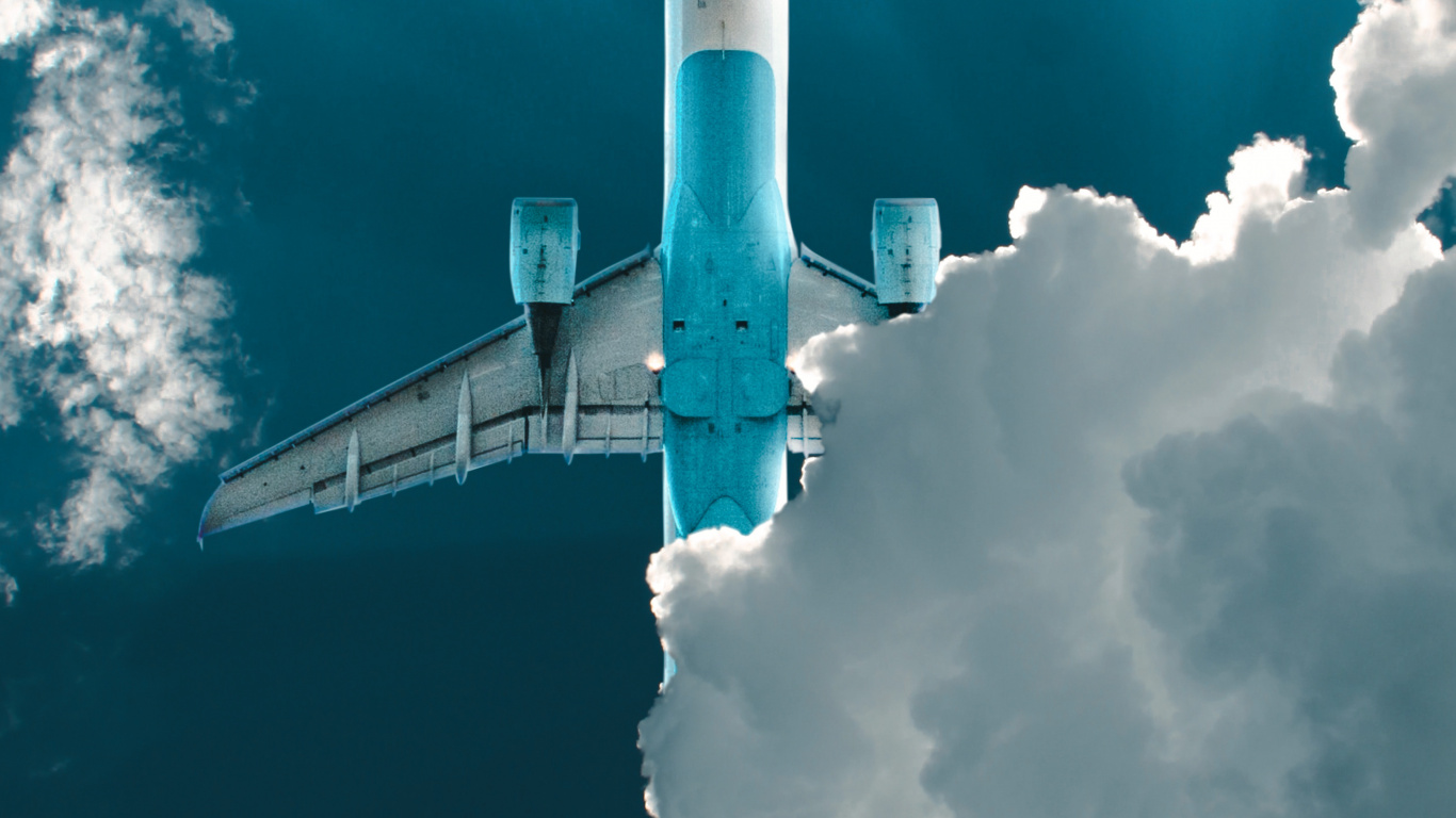 Обои полет, самолет, самолеты, авиация, реактивный самолет в разрешении 1366x768