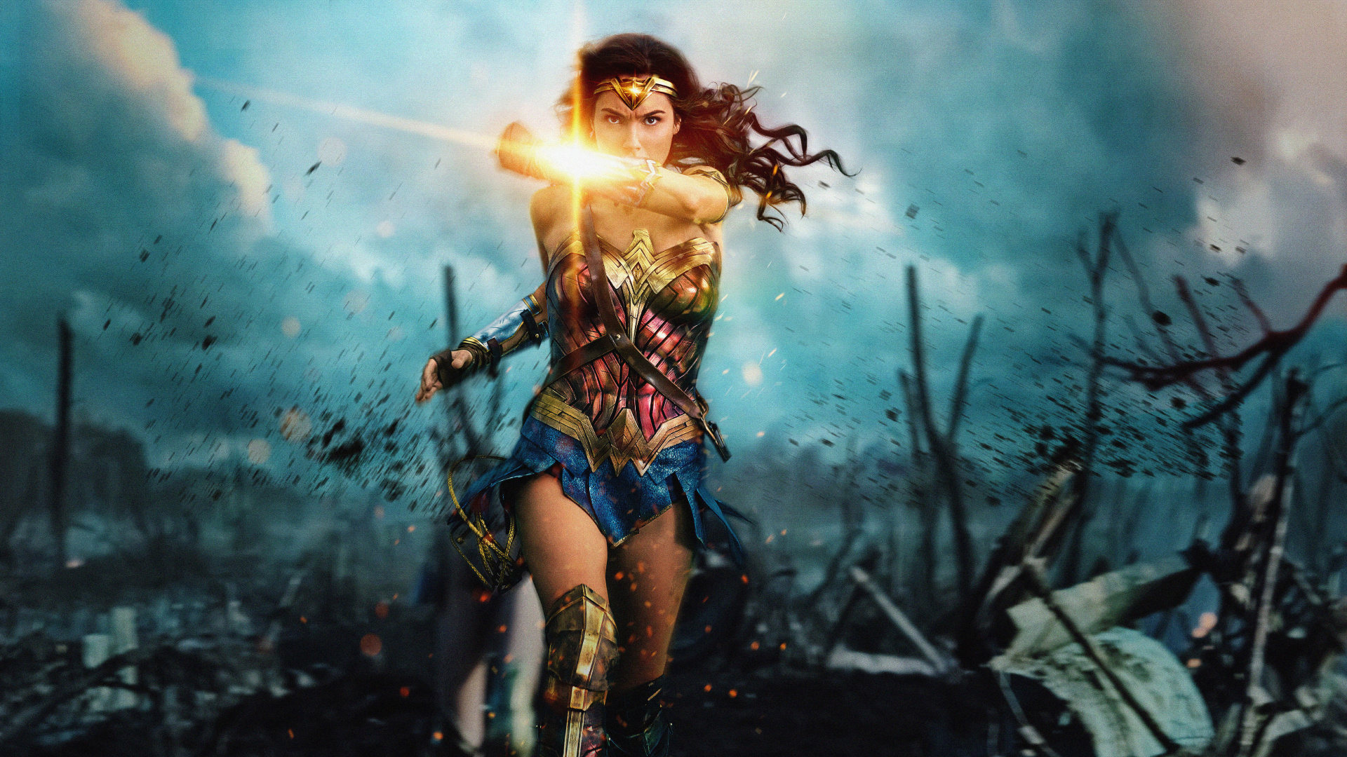 Обои чудоженщина, мифология, небо, девушка, супергеройское кино в разрешении 1920x1080