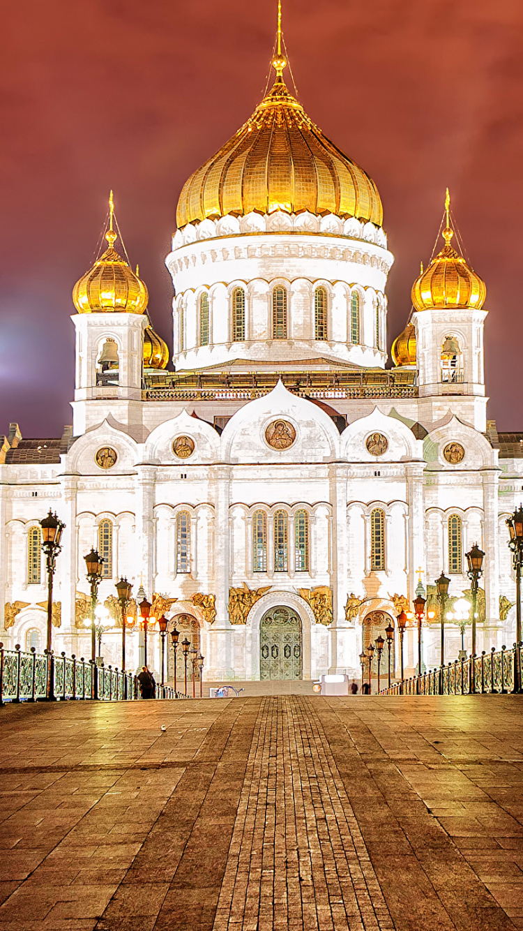 Обои собор, ориентир, ночь, базилика, место поклонения в разрешении 750x1334