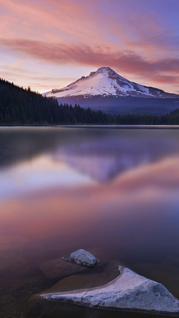 Обои природа, отражение, озеро, гора, вода в разрешении 750x1334