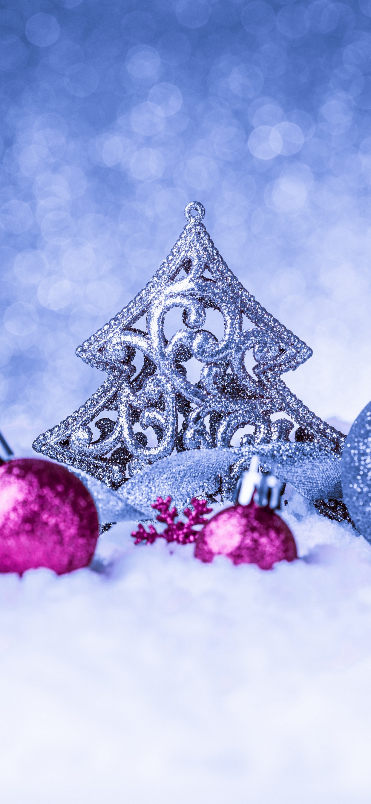 Обои Рождественский день, рождественский орнамент, Новый год, Рождественские украшения, пурпур в разрешении 1242x2688