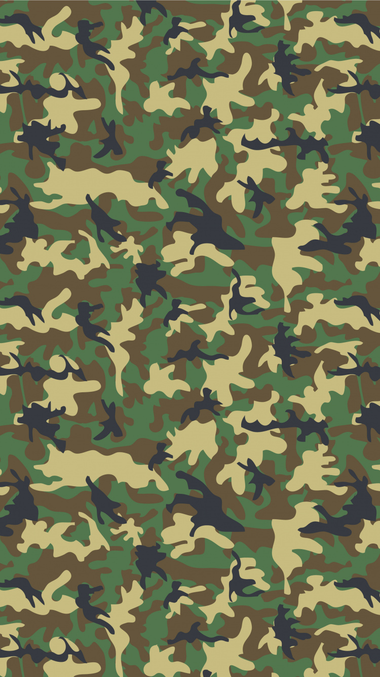 Обои камуфляж, военный камуфляж, узор, одежда, лист в разрешении 750x1334