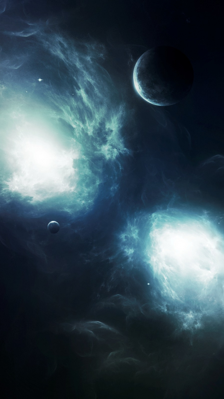 Обои туманность, космос, земля, атмосфера, космическое пространство в разрешении 750x1334