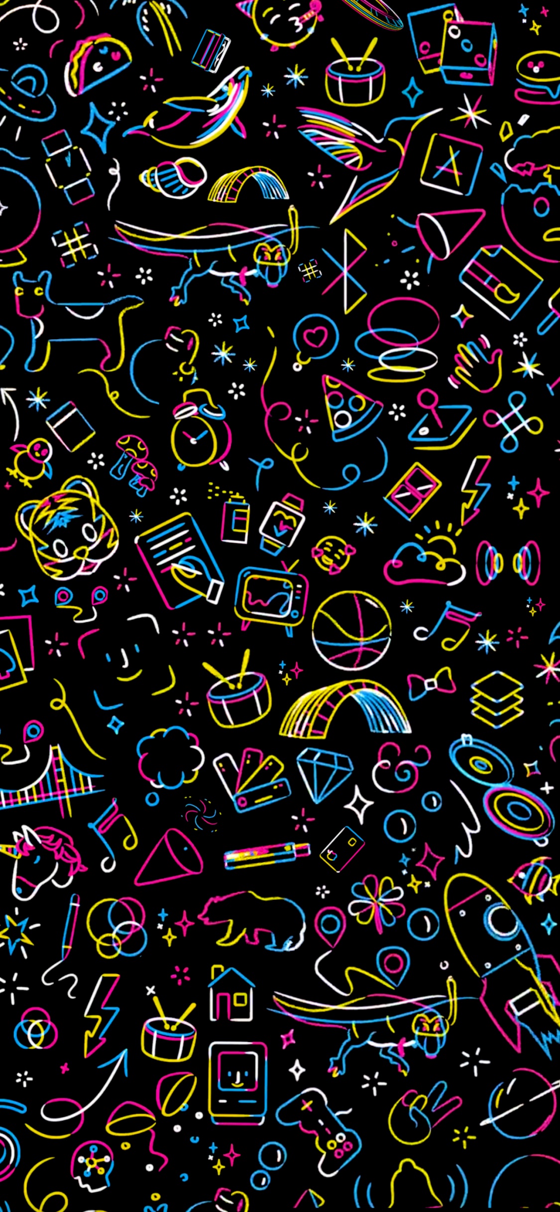 Обои яблоко, арт, узор, круг, пурпурный цвет в разрешении 1125x2436