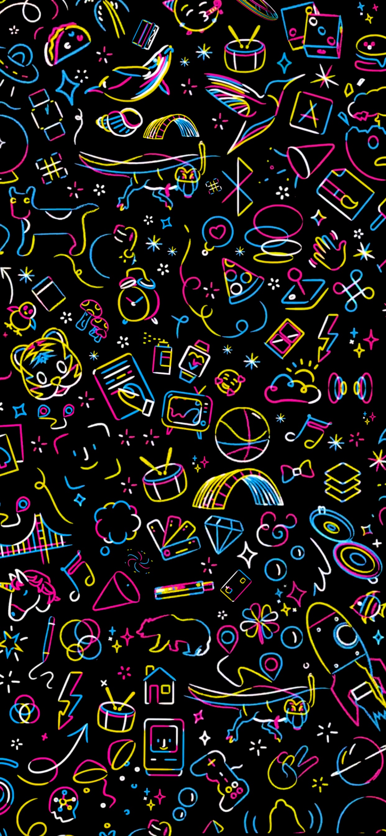 Обои яблоко, арт, узор, круг, пурпурный цвет в разрешении 1242x2688