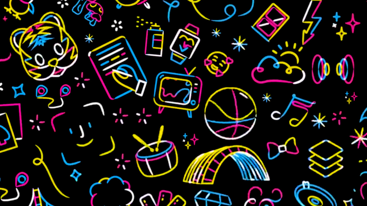 Обои яблоко, арт, узор, круг, пурпурный цвет в разрешении 1280x720