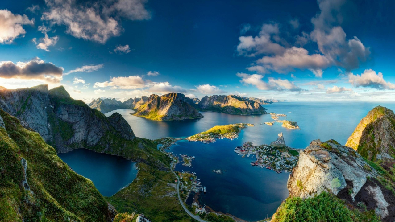 Обои фьорд, природа, гора, озеро, гидроресурсы в разрешении 1280x720