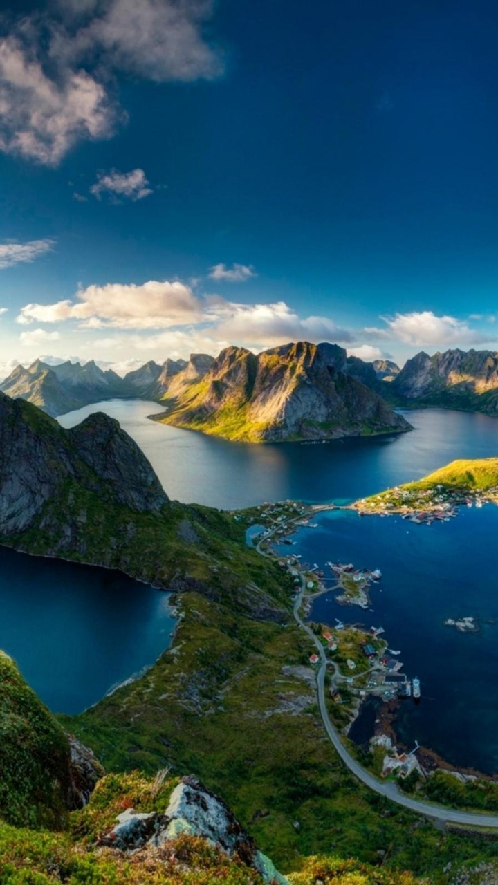 Обои фьорд, природа, гора, озеро, гидроресурсы в разрешении 720x1280