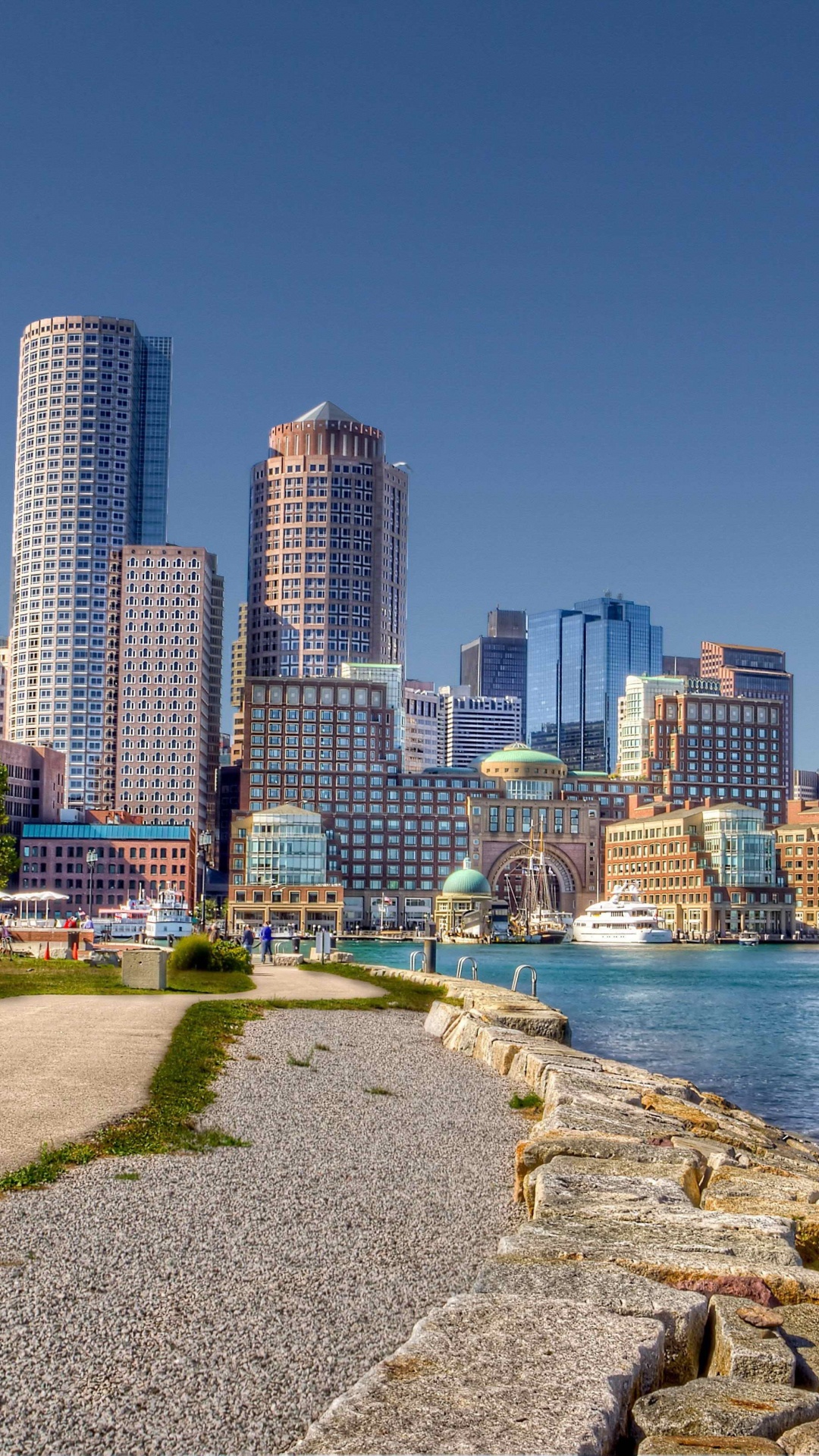 Обои Бостон, город, линия горизонта, городской пейзаж, дневное время в разрешении 1080x1920