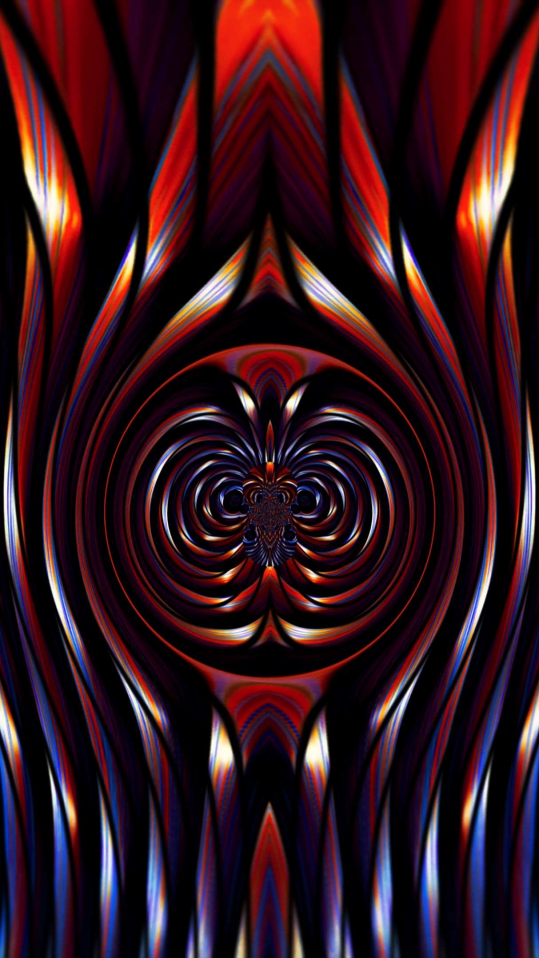 Обои фрактал, фрактальное искусство, симметрия, свет, узор в разрешении 1080x1920