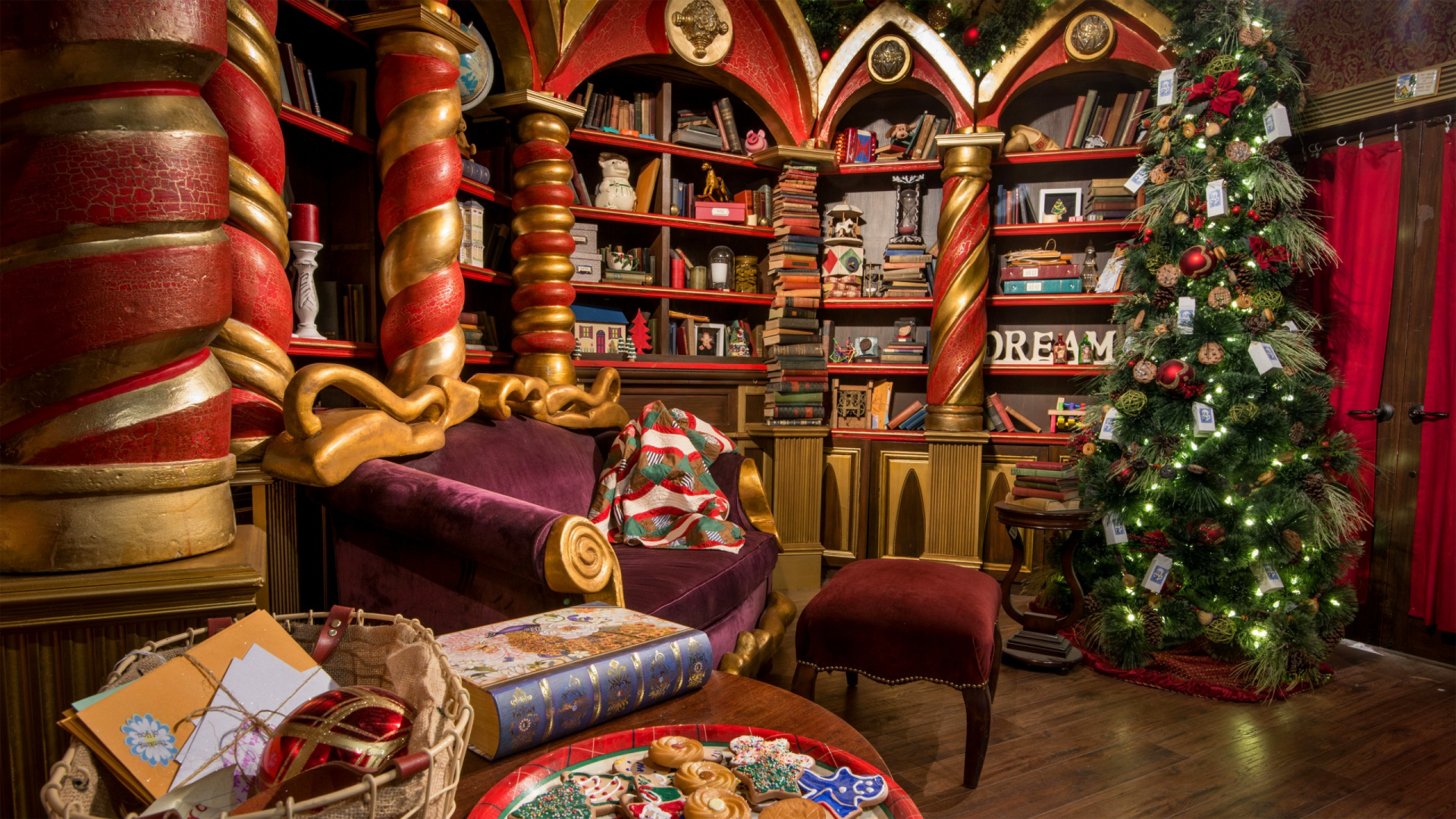 Обои Санта-Клаус, Мастерская Санты, Рождественский день, Рождественские украшения, Рождество в разрешении 1920x1080