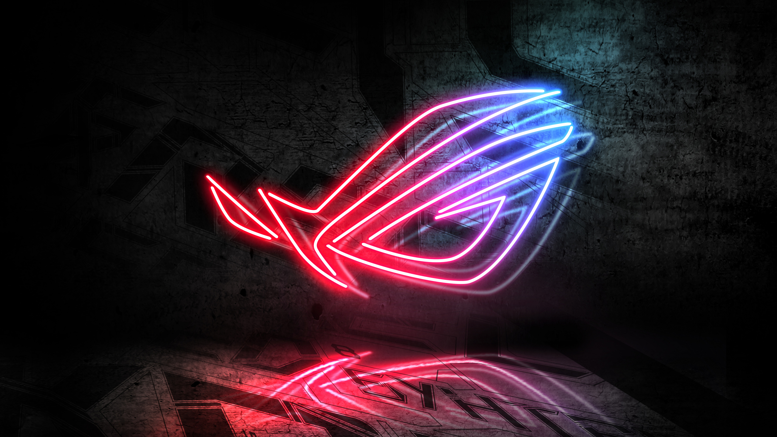 Обои asus, свет, неон, красный цвет, графический дизайн в разрешении 2560x1440