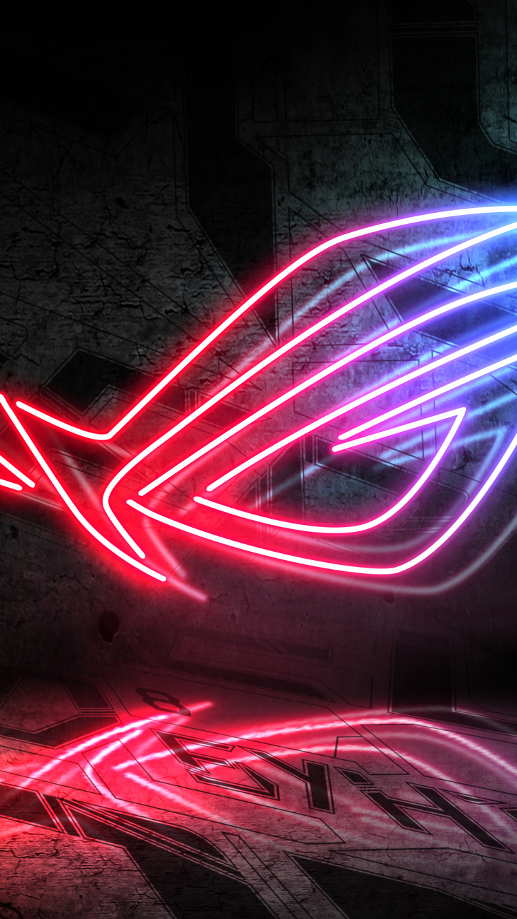 Обои asus, свет, неон, красный цвет, графический дизайн в разрешении 750x1334