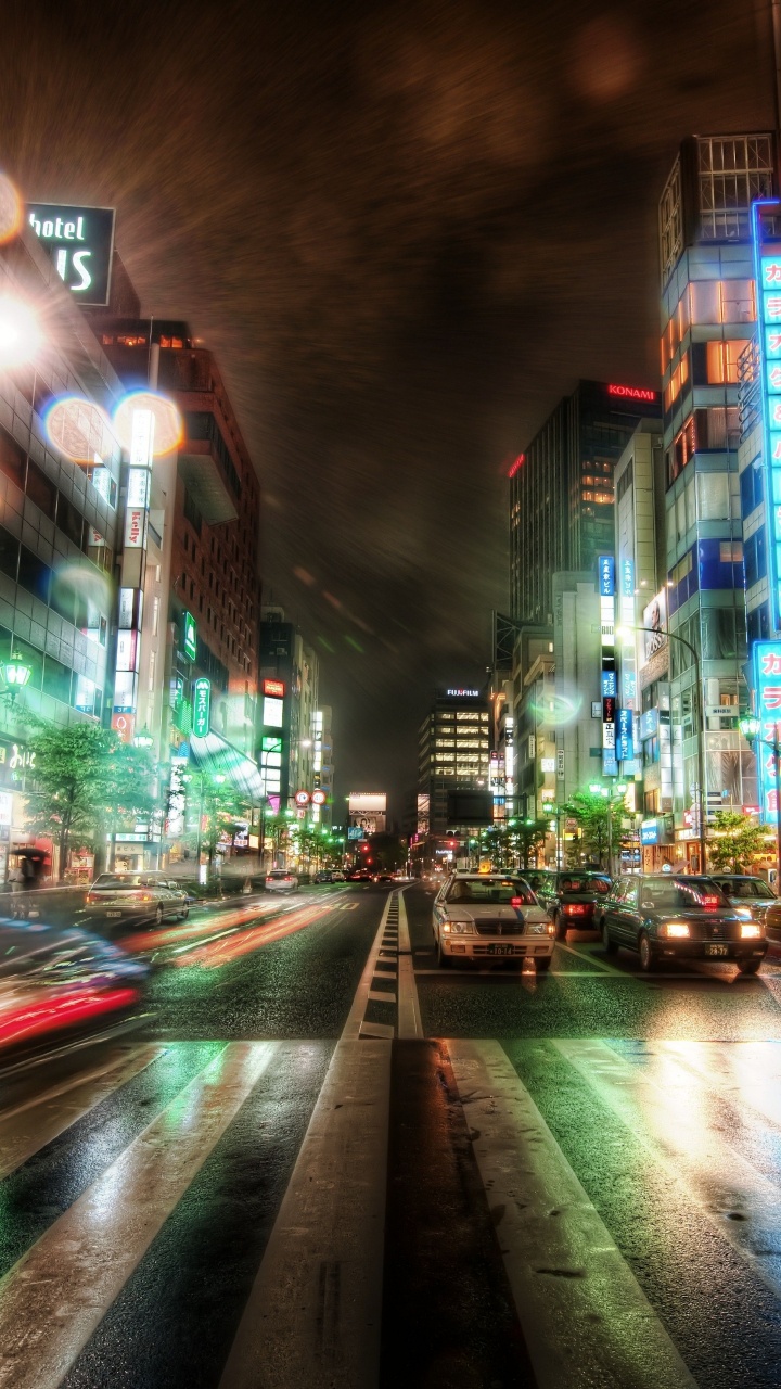 Обои город, ночь, городской район, метрополия, ориентир в разрешении 720x1280