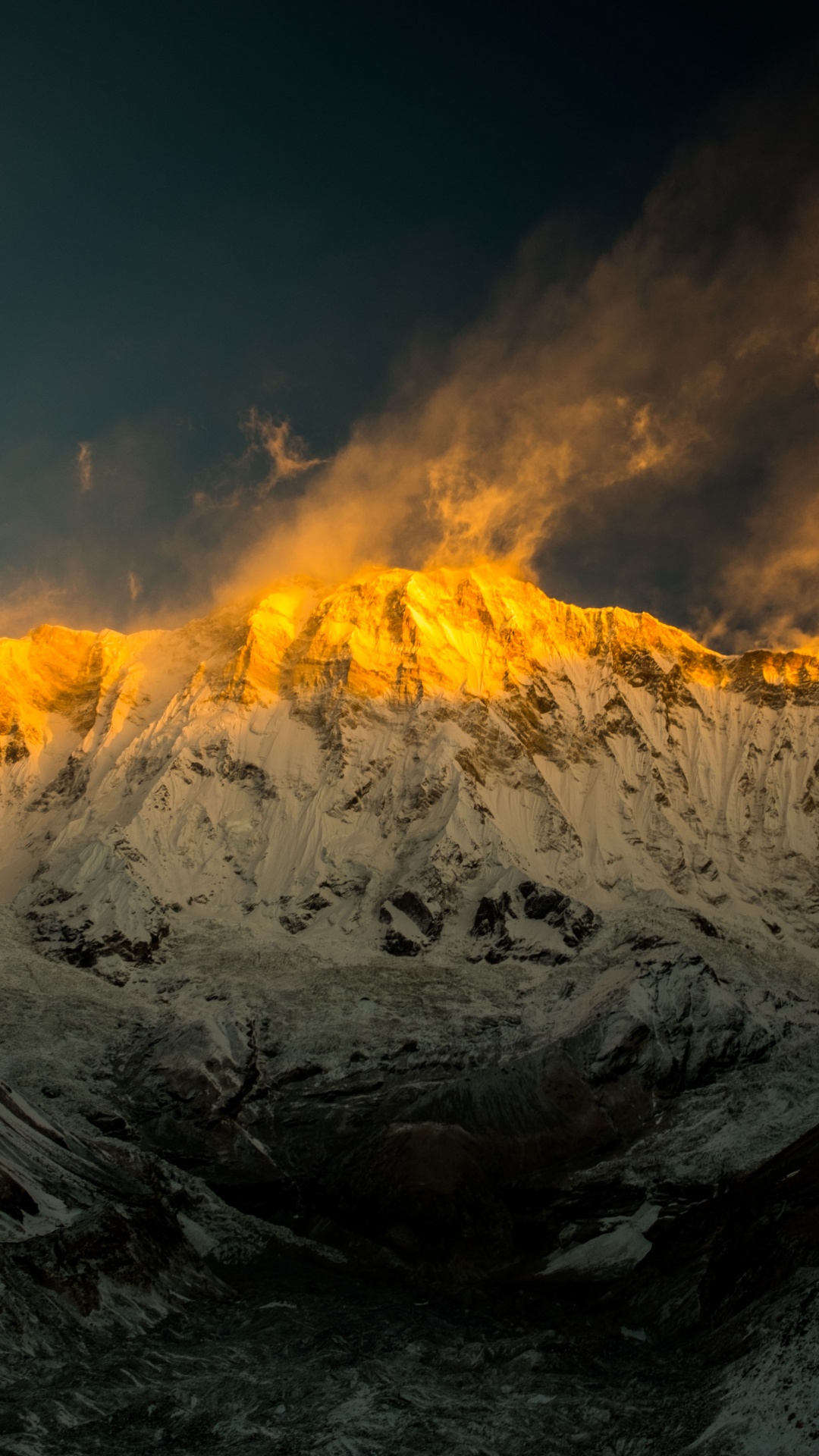 Обои Аннапурна, гора, горный хребет, природа, горный рельеф в разрешении 1080x1920