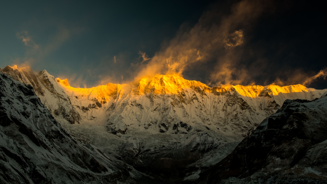 Обои Аннапурна, гора, горный хребет, природа, горный рельеф в разрешении 1280x720