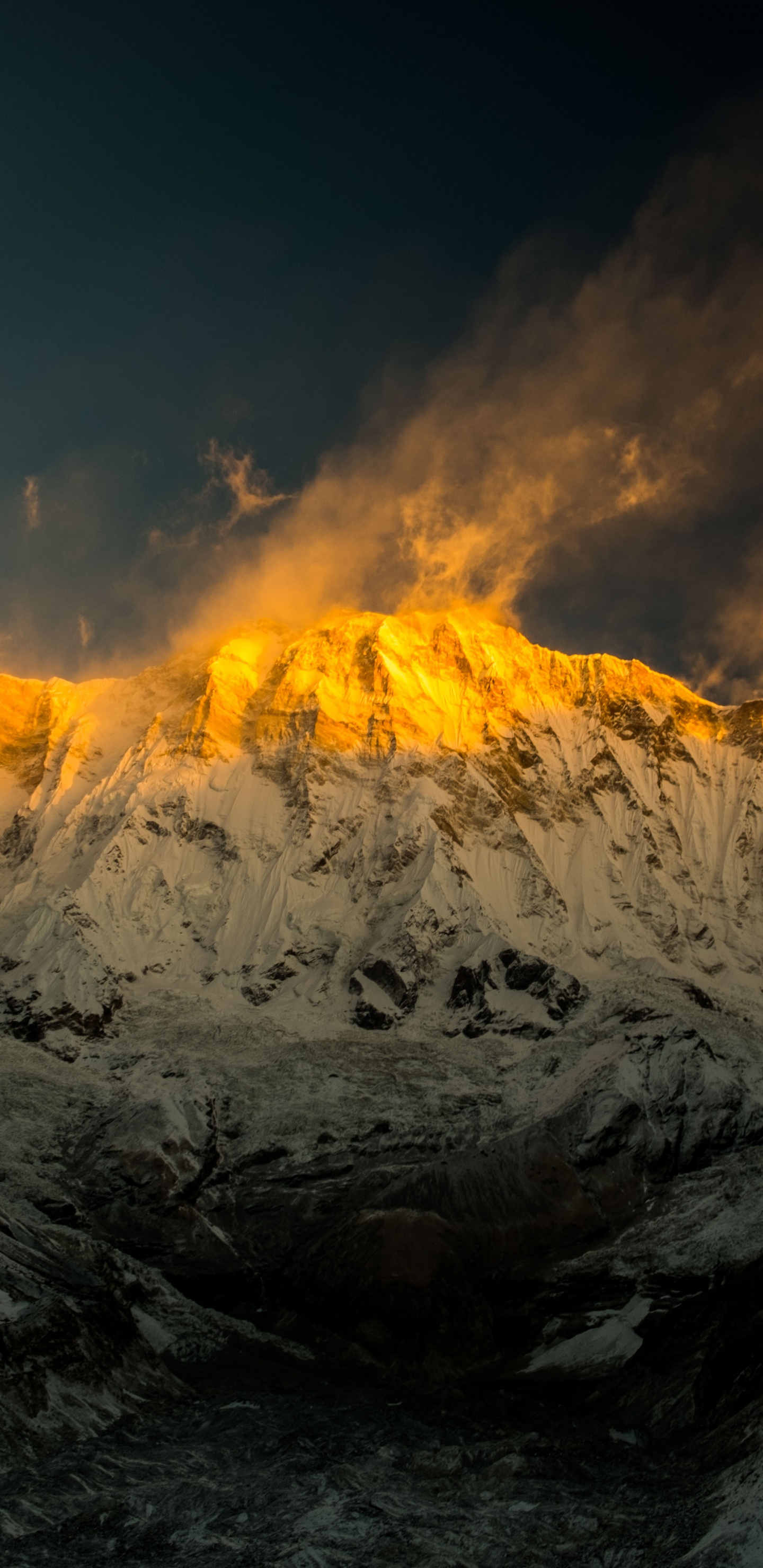 Обои Аннапурна, гора, горный хребет, природа, горный рельеф в разрешении 1440x2960