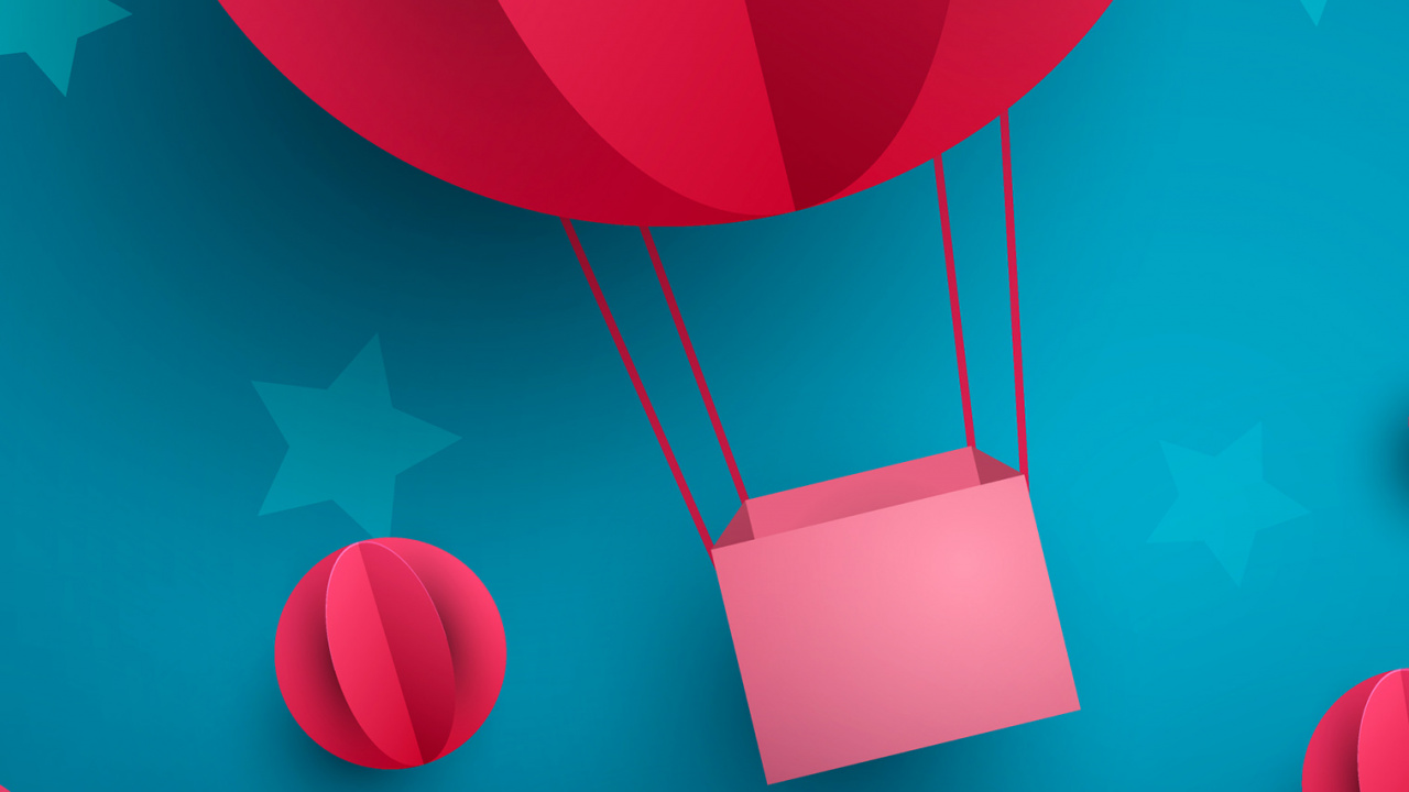 Обои воздушный шарик, иллюстрация, белые, свет, лазурный в разрешении 1280x720