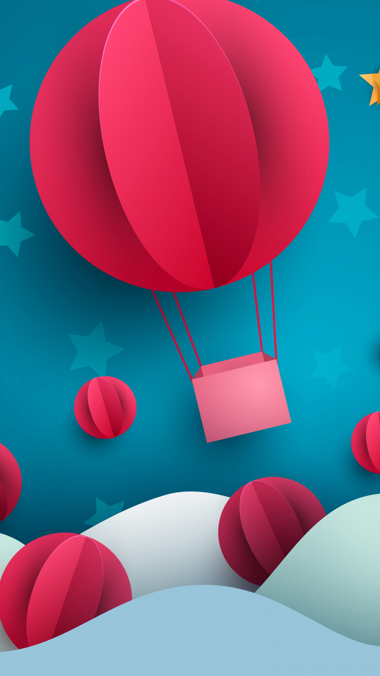 Обои воздушный шарик, иллюстрация, белые, свет, лазурный в разрешении 750x1334