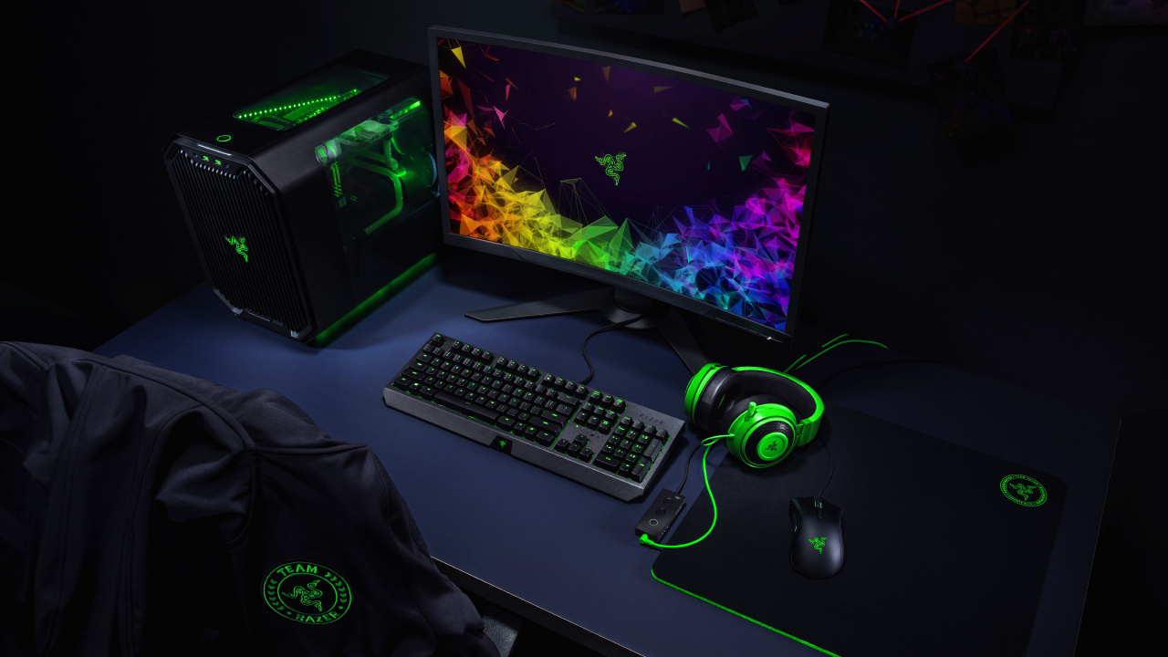 Обои графический дизайн, Компания Razer BlackWidow Предусмотрено, электронное устройство, настройка мыши Razer, компьютерная игра в разрешении 1280x720