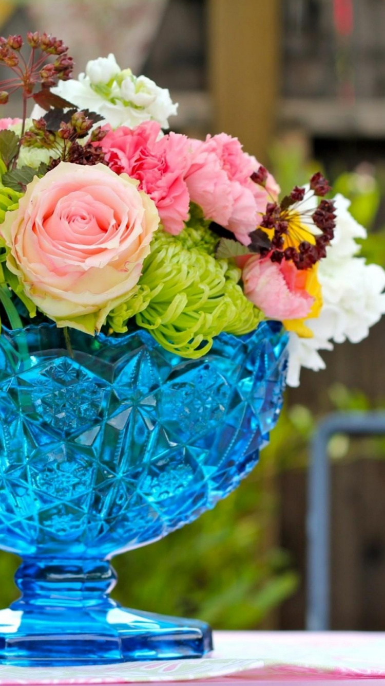 Обои гвоздика, цветочный букет, ваза, цветочный дизайн, флористики в разрешении 750x1334