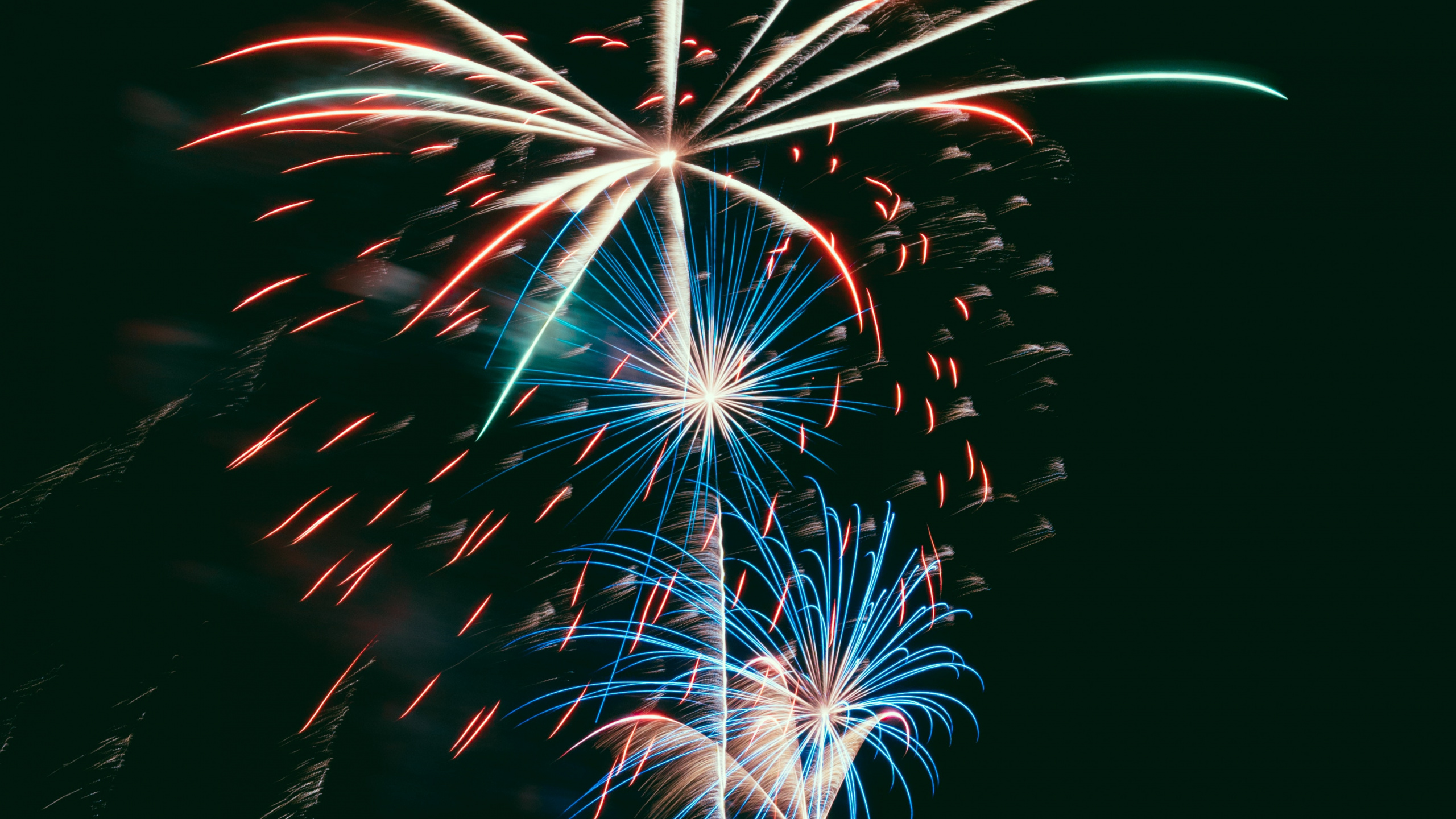 Обои салют, день нового года, праздник, событие, полночь в разрешении 2560x1440