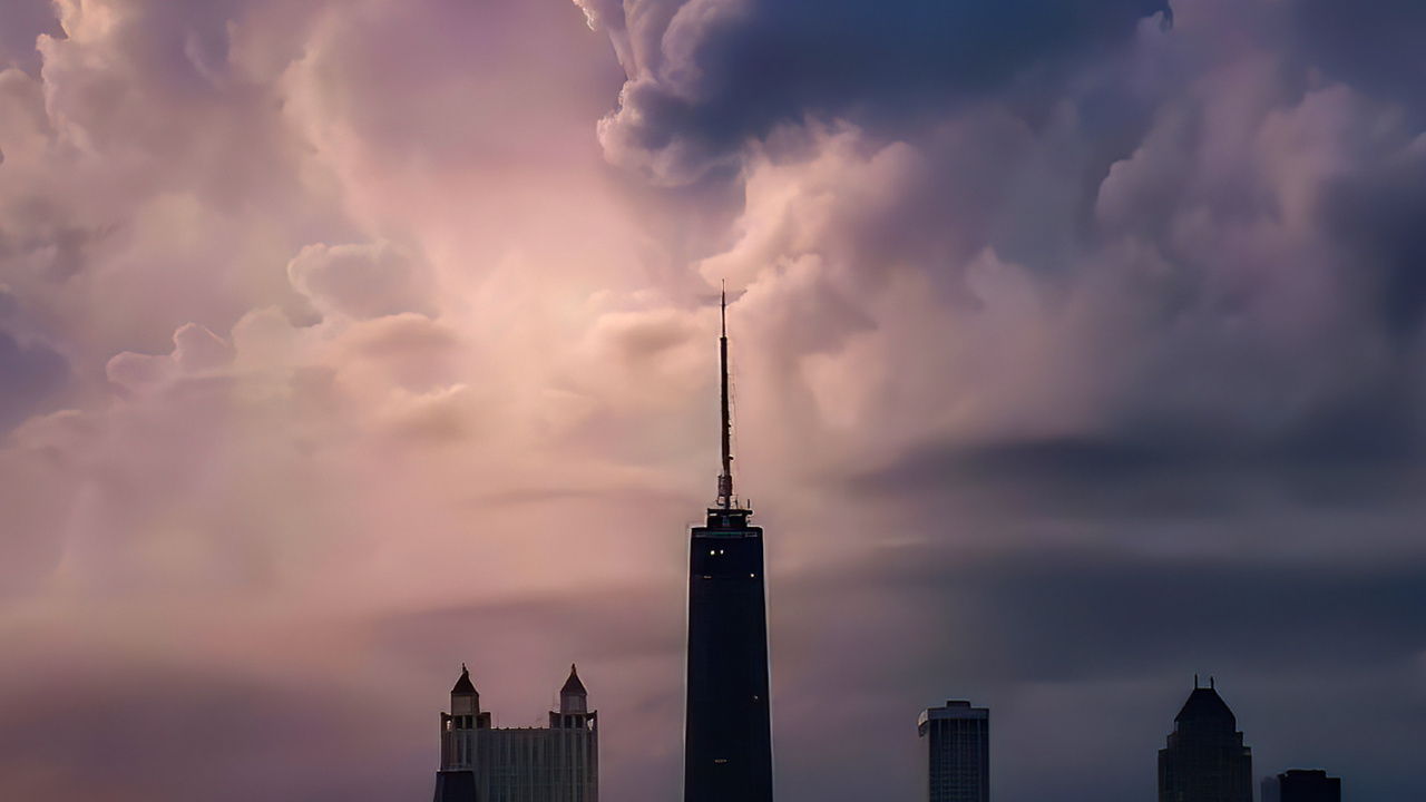 Обои городской пейзаж, облако, атмосфера, здание, небоскреб в разрешении 1280x720