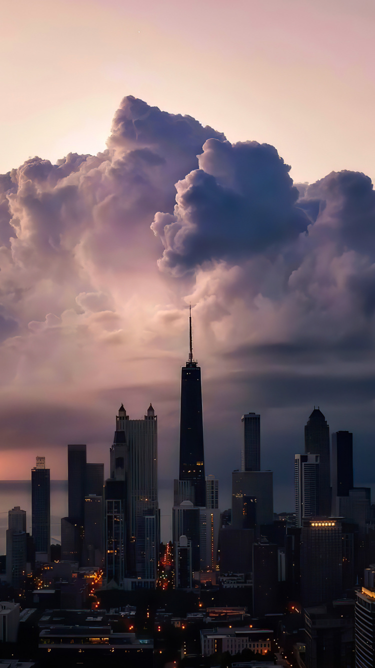 Обои городской пейзаж, облако, атмосфера, здание, небоскреб в разрешении 750x1334