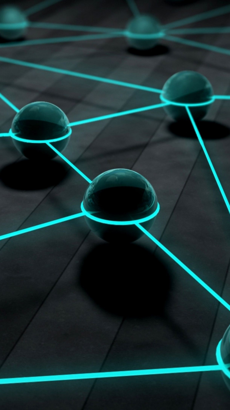 Обои зеленый, свет, линия, технологии, симметрия в разрешении 750x1334