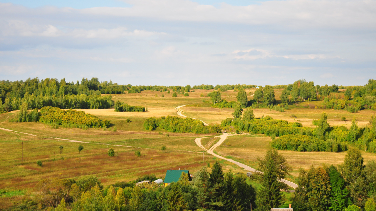 Обои Россия, природный ресурс, сенокосное угодье, земельный участок, равнина в разрешении 1280x720