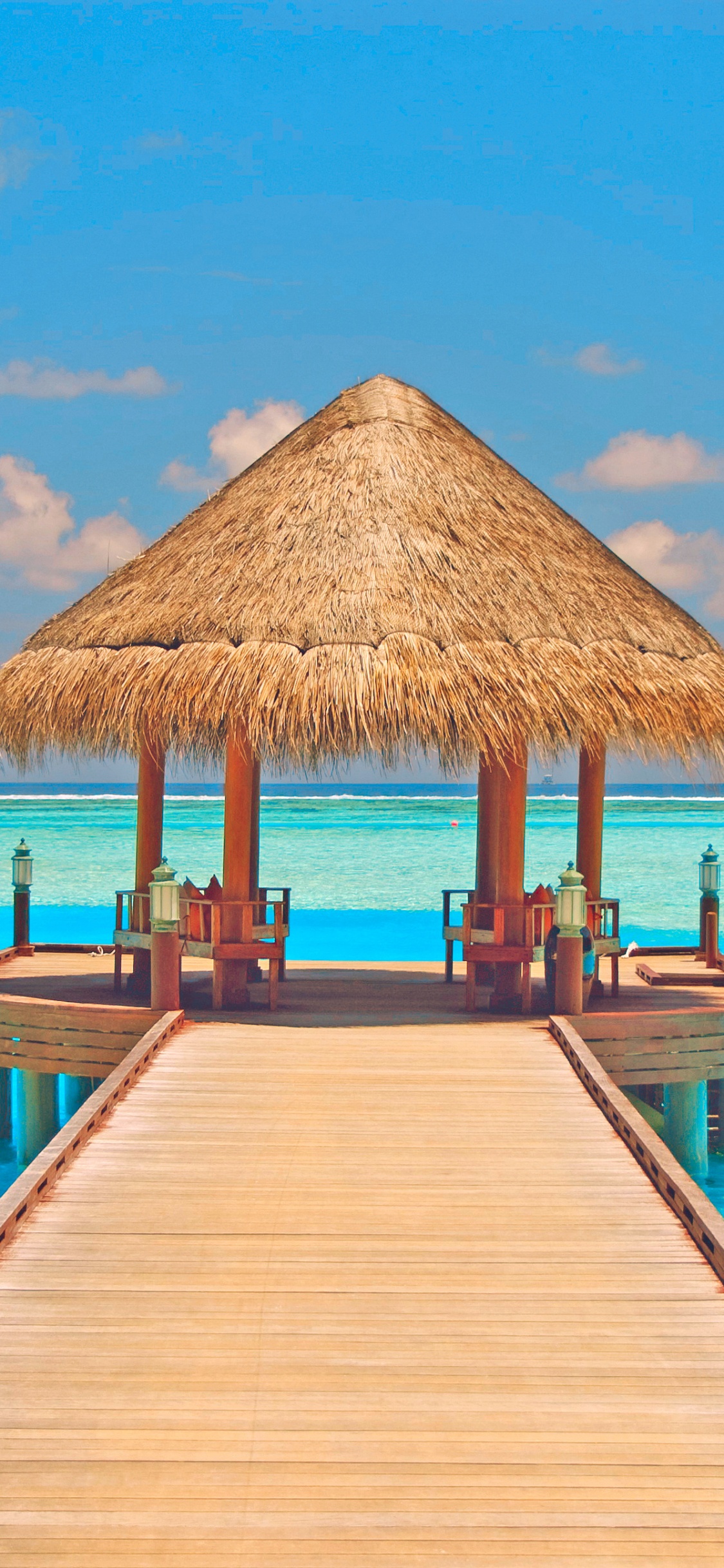 Обои прибежище, пляж, спа, отпуск, тропическая зона в разрешении 1125x2436