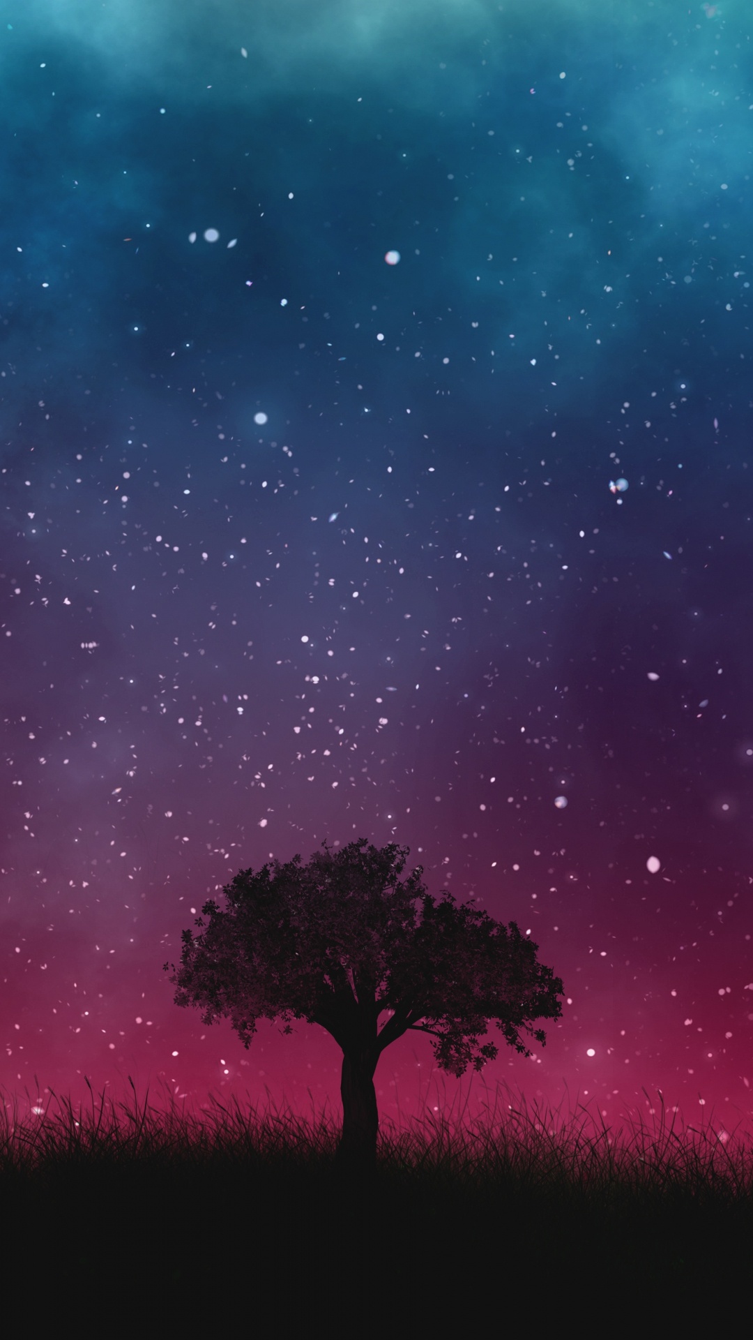 Обои дерево, природа, атмосфера, ночь, Аврора в разрешении 1080x1920