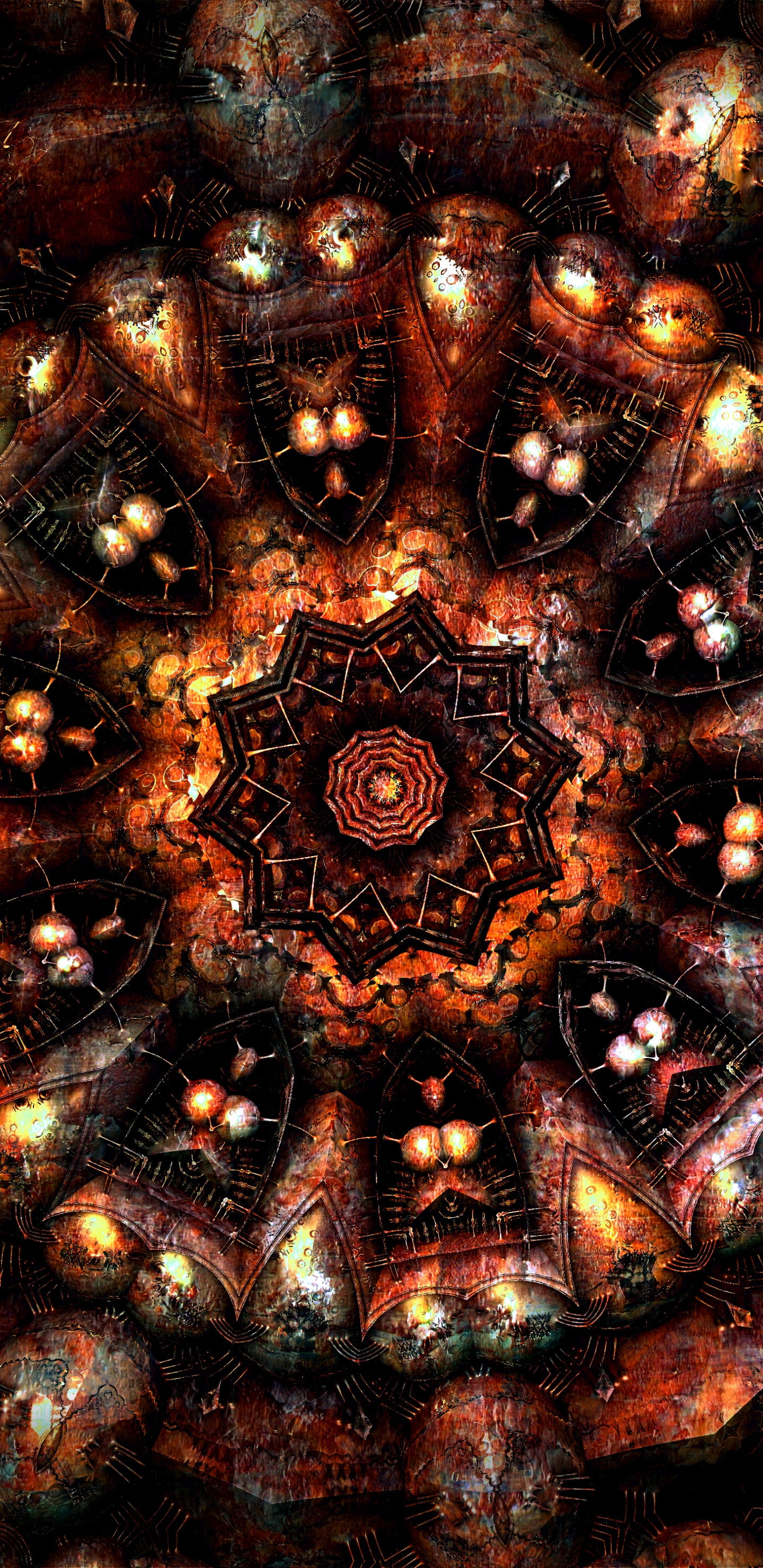 Обои фрактальное искусство, фрактал, калейдоскоп, симметрия, узор в разрешении 1440x2960