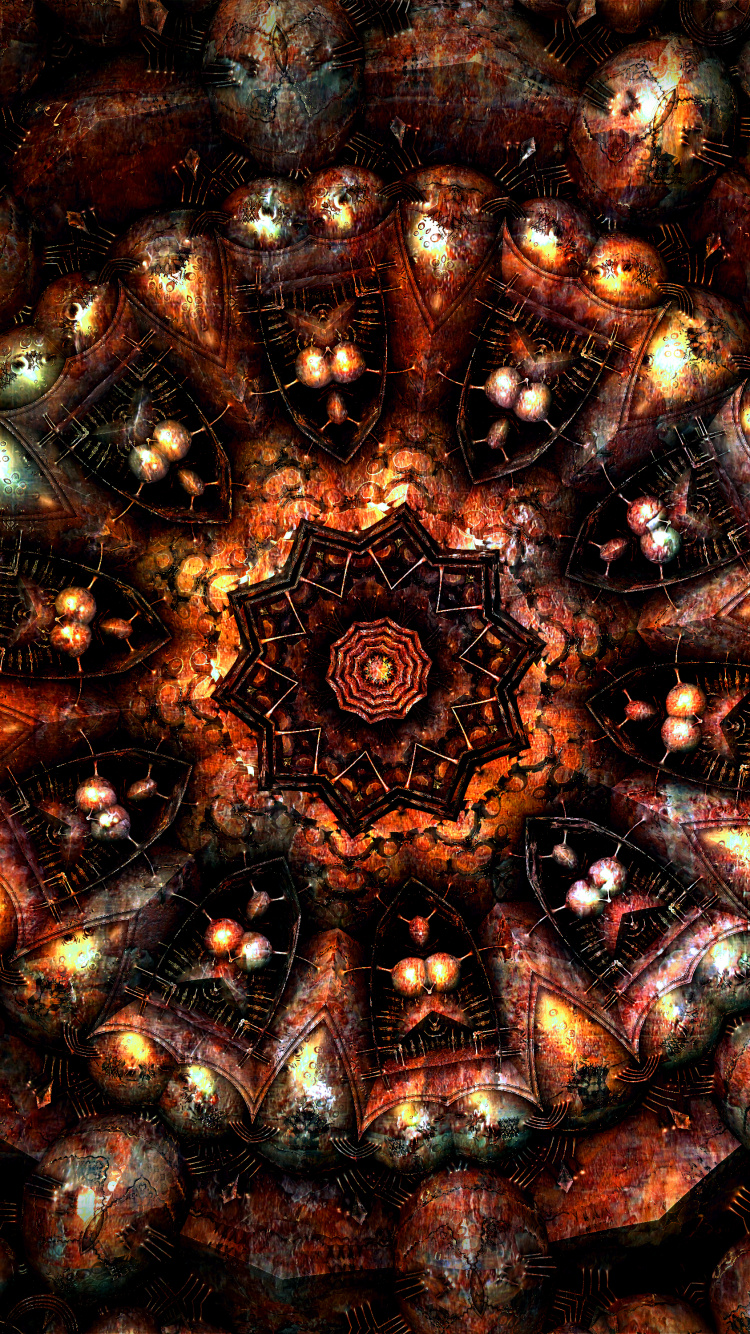 Обои фрактальное искусство, фрактал, калейдоскоп, симметрия, узор в разрешении 750x1334
