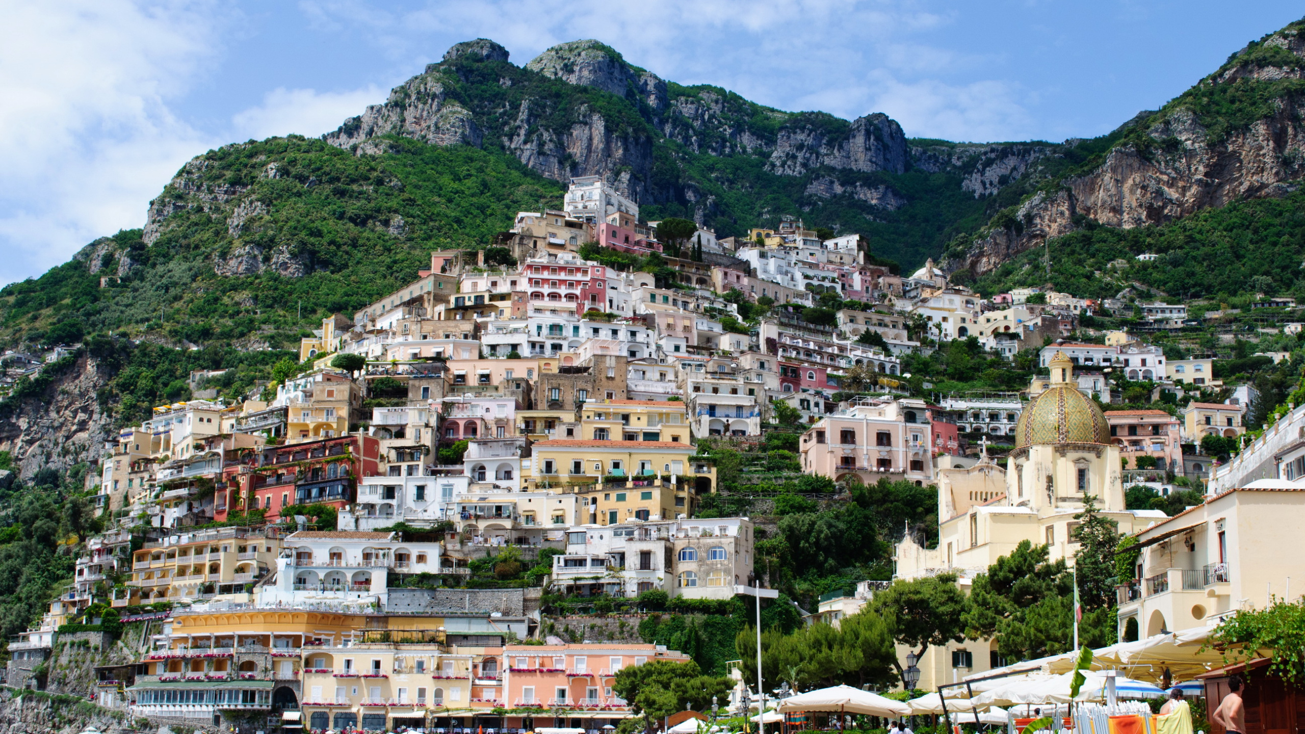 Обои Позитано, жилье, отпуск, горная деревня, городок в разрешении 2560x1440