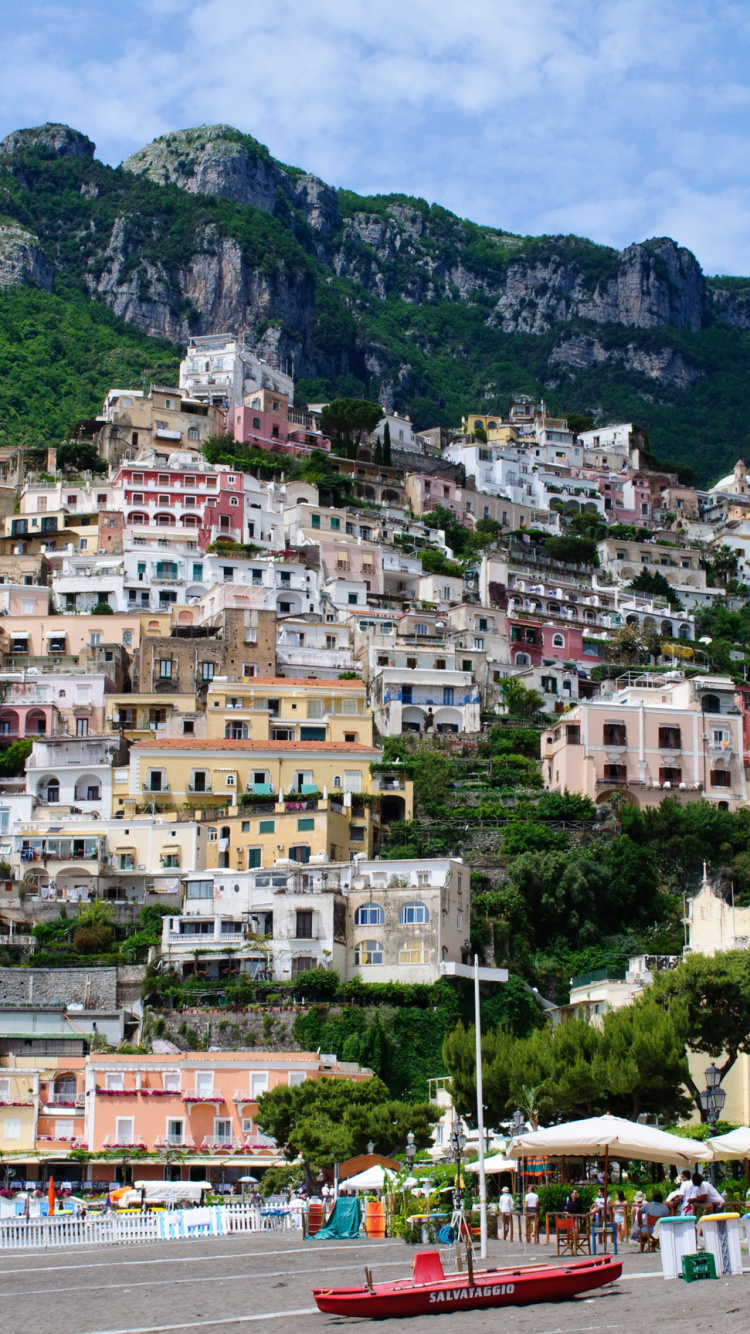 Обои Позитано, жилье, отпуск, горная деревня, городок в разрешении 750x1334